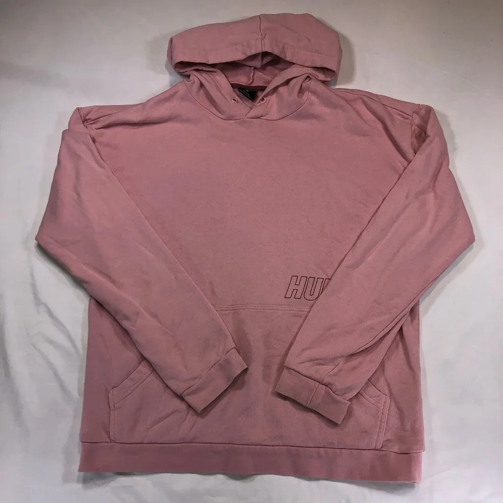 Hurley Womans Pink Logo Graphic Pullover Hoodie Sweatshirt CW0857 Medium